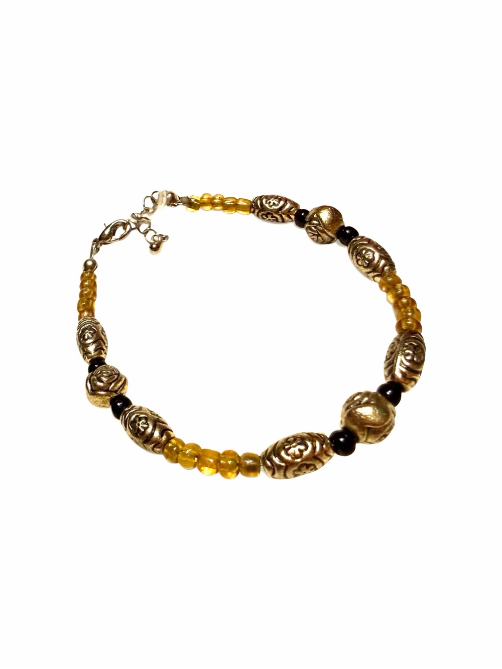 Gold and Amber Beaded Women's Bracelet - new